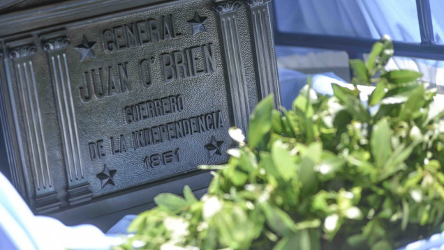 imagen La Legislatura recibió los restos del general O’Brien, ayudante de San Martín