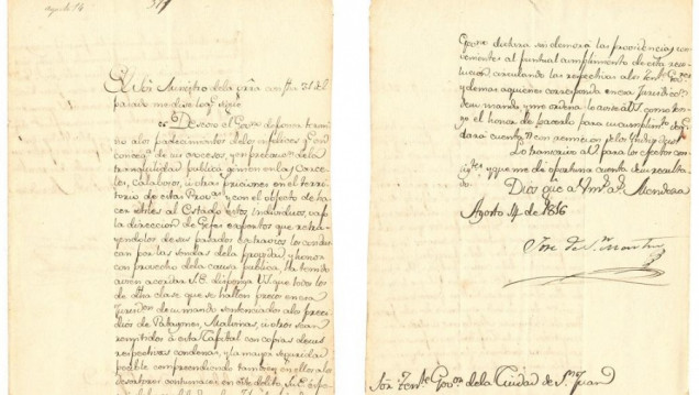 imagen La carta con la que San Martín pidió por los hombres que estaban en las islas Malvinas