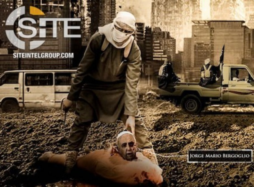 imagen ISIS amenazó a los cristianos con una imagen del papa Francisco decapitado