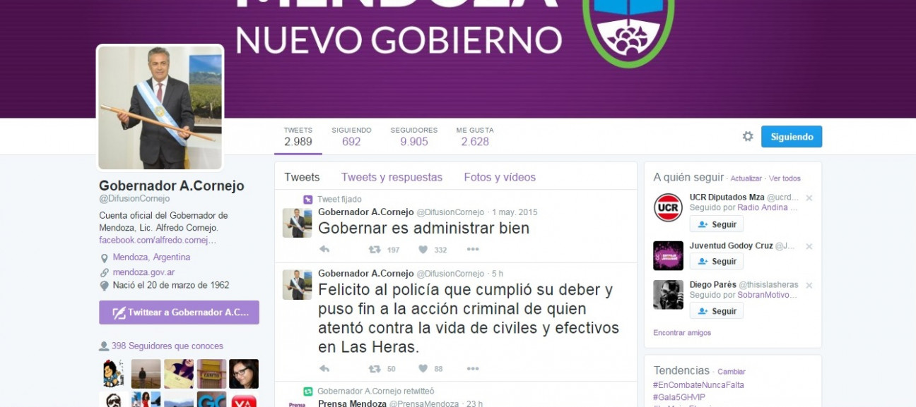 imagen La llamativa felicitación de Cornejo a un policía